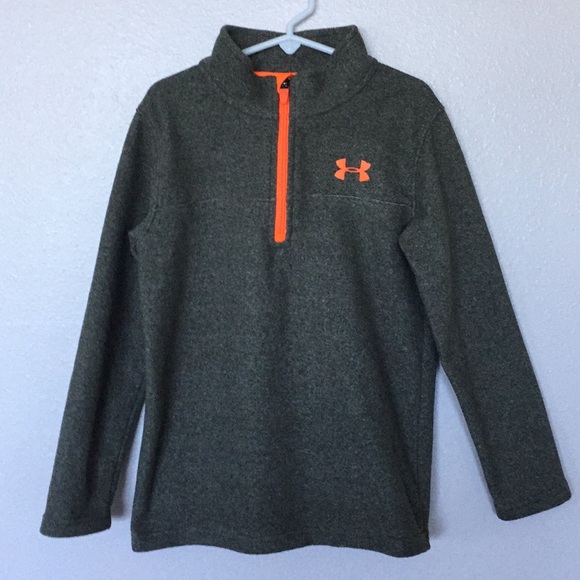 NWT Under Armour Infrared Boys Neon Orange Full Zip Hooded Fleece Jacket L